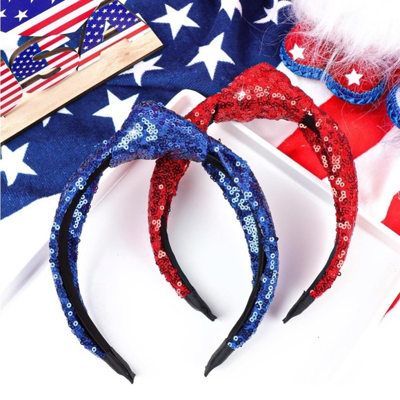 Knotted Headbands Sequins Hair Access. 2Pk 4th of July Glitter Sparkly Bling NIP - Picture 8 of 13